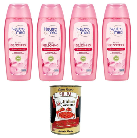 Neutromed pH 5,5 Gelsomino Bagnodoccia pH 5,5 Jasmine Body Wash 4x 400 ml+ Italian Gourmet polpa 400g