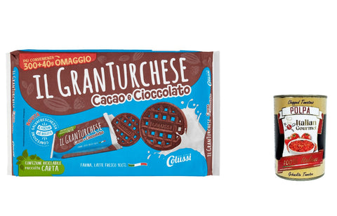 12x Colussi Granturchese Con Cacao e Cioccolato mit Kakao und Schokolade Kekse cookie Kleingebäck 340g + Italian Gourmet polpa 400g