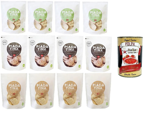 Testpaket Figuli' Piadatina 4x KLASSISCHE BIO-PIADATINA 100g 4x Bio-Rosmarin-Piadatina 100g 4x Bio- Vollkorn Piadatina 100g+ Italian Gourmet polpa 400g