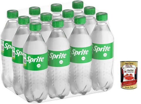 Sprite – 12x 450 ml, Gusto Lemon-lime, Zero Zucker und zero Kalorien, 100% recycelbares Haustier, natürlich erfrischende Geschmack, funkelnde Erfrischungsgetränk + Italian Gourmet polpa 400g
