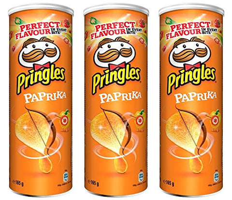 Pringles Paprika Crisps 165 gr. - [Pack 3]