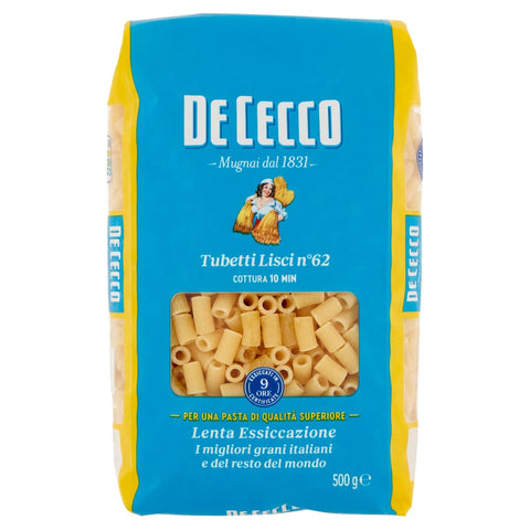 10x Pasta De Cecco 100% Italienisch Tubetti lisci n°62 Nudeln 500g + Italian Gourmet Polpa 400g
