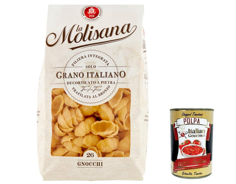 10x La Molisana Gnocchi N. 26 Pasta Lenta Lavorazione Teigwaren aus Hartweizengrieß Bronze-Zeichnung 500g + Italian Gourmet Polpa 400g