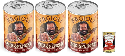 Fagioli alla Bud Spencer Tex Mex, Bud Power- Bud-Spencer-Tex Mex Bohnen fertig zum Probieren 3x 400gr + Italian Gourmet polpa 400g