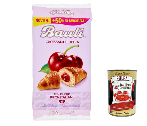 12x Bauli Cornetti Ciliegia Croissant Kirsch brioche kuchen 100% Italienische Kirschen (6 x 50g) 300g + Italian Gourmet polpa 400g