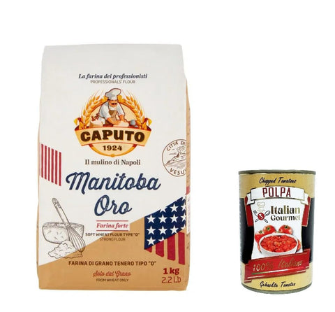 12x Farina Molino Caputo Manitoba oro Pizza Napoli Pizzamehl Pizza Mehl 1kg + Italian Gourmet polpa 400g
