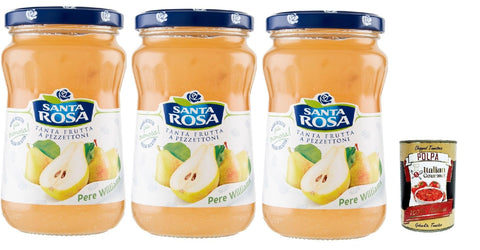 Santa Rosa, Confettura di Pere Williams, Birne marmelade Brotaufstrich, Pear jam, ideal für Desserts und Kuchen 3x 350g + Italian Gourmet polpa 400g