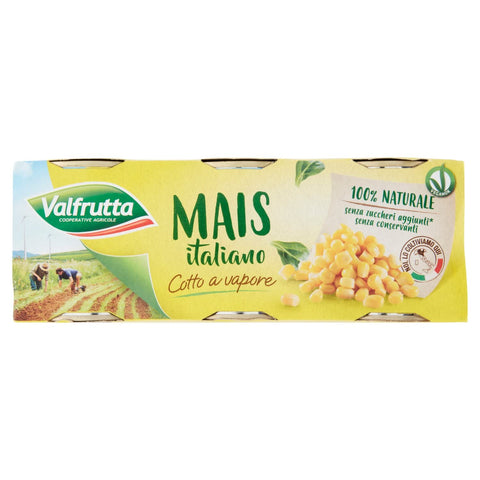 4x Valfrutta Mais Dolce Italiano,Weicher und Natürlich süßer Italienischer Gedämpfter Mais,Dosen 3x160g + Italian Gourmet Polpa di Pomodoro 400g Dose