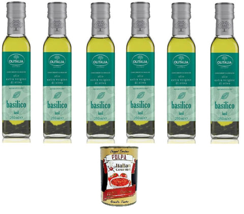 Olitalia Olivenöl mit Basilikum extra vergine 6x250 ml+ Italian Gourmet polpa 400g