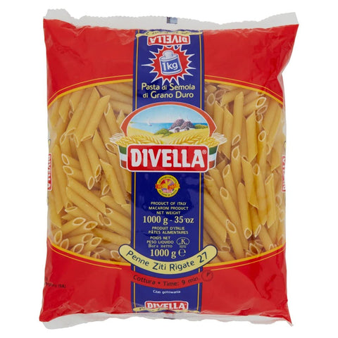 10x Divella Penne Ziti Rigate N. 27 Hartweizengrieß Pasta Italienische Nudeln 500g Packung + Italian Gourmet Polpa di Pomodoro 400g Dose