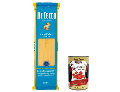 10x Pasta De Cecco 100% Italian Capellini n. 9 Noodles 500 g + Italian Gourmet Polpa 400 g