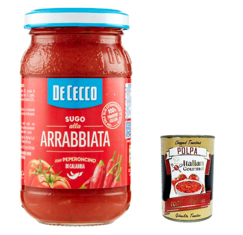 12x De Cecco Sugo arrabbiata pastasauce tomatensauce mit chilly 200g aus italien pasta + Italian Gourmet polpa 400g