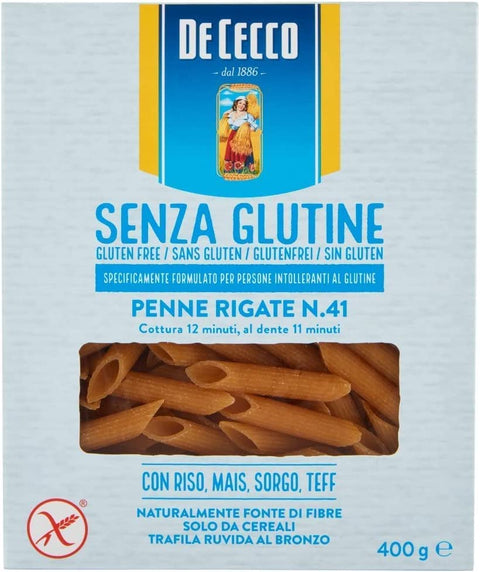 10x De Cecco Penne rigate senza Glutine No. 41 Glutenfrei pasta nudeln 400G + Italian Gourmet polpa 400g