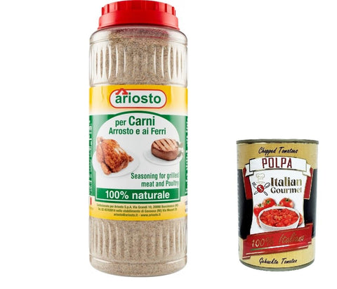 Ariosto per carni, arrosto ai ferri, Gewürz für gebratenes und gegrilltes Fleisch, 1000g + Italian Gourmet Polpa 400g