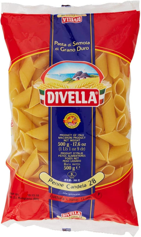 10x Divella Penne Candela N. 28 Hartweizengrieß Pasta Italienische Nudeln 500g Packung + Italian Gourmet Polpa di Pomodoro 400g Dose