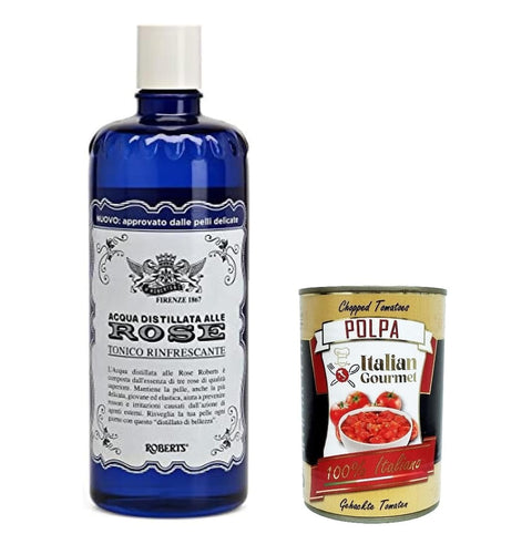 12x Acqua alle Rose, Tonico Viso, Gesichtsmund mit destilliertem Wasser mit Rosen - erfrischende Formel mit feuchtigkeitsspendenden und strahlenden Eigenschaften, 300 ml + Italian Gourmet polpa 400g