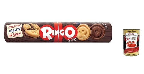 12 x Pavesi Ringo biscuits with cocoa 165 g cookies Italian biscuits snack cocoa + Italian gourmet polpa 400g
