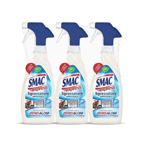 Smac Express Universal-Fettlöser, Spray, für verschiedene Oberflächen, mit fettlösender Wirkung, streifenfrei, 650 ml, 3 Stück