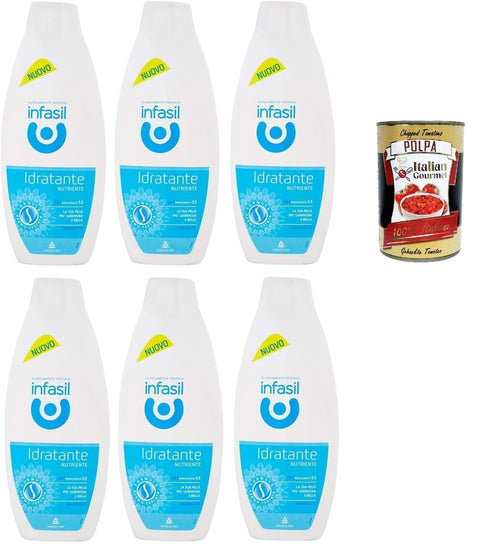Infasil Feuchtigkeitsspendende Duschgel, pflegend, klinisch getestet und hautfreundlich, Schaumbad 6x 500 ml + Italian Gourmet polpa 400g