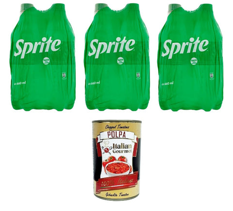 Sprite-spritziges Erfrischungsgetränk mit fruchtigem Geschmack aus Limetten und Zitronen Neues 660-ml-Format 12x660ml+ Italian Gourmet polpa 400g