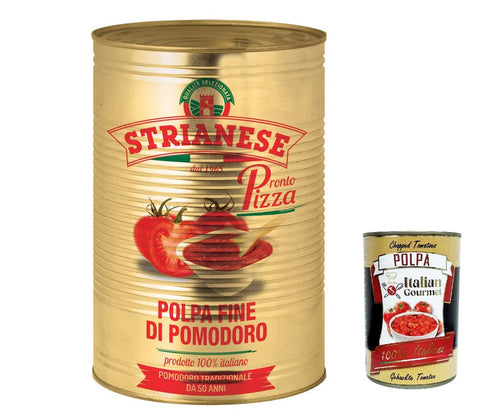 Strianese polpa fine di Pomodoro Pronto Pizza Tomatenpulpe Tomaten sauce 100% Italienisch 4kg + italian Gourmet polpa 400g