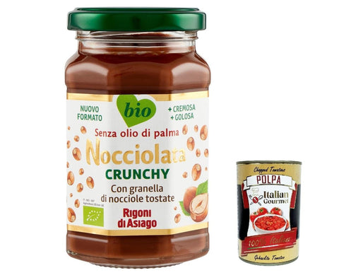 Rigoni di Asiago Nocciolata - Crunchy, 6x 250g, Haselnusscreme ohne Palmöl, Nuss Nougat Creme ohne Palmöl, Leckerer Brotaufstrich + Italian Gourmet polpa 400g