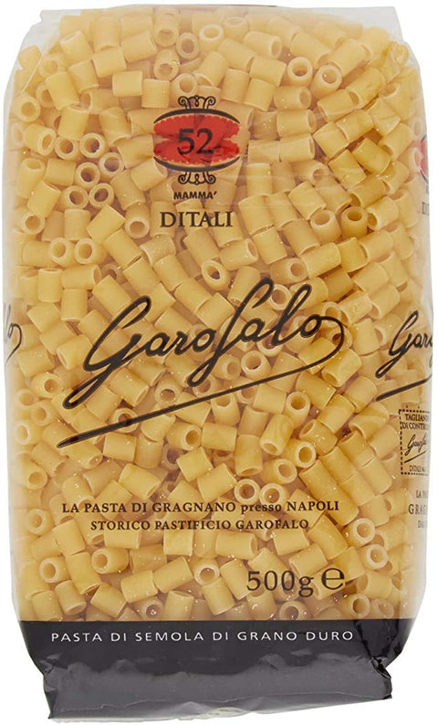 10x Garofalo Pasta di Gragnano IGP Ditali N° 52 Hartweizengrieß Pasta 100% Neapolitanische Pasta Kurze Pasta Packung mit 500g