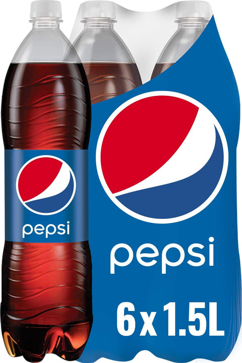 Pepsi Cola – Das Original von – Koffeinhaltige Cola in Der Flasche – 6 x 1.5 l