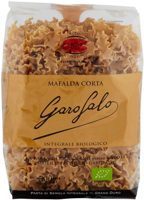 10x Garofalo Pasta di semola integrale di grano duro Bio-Produkt Mafalda Corta N° 5-79 Vollkornnudeln hartweizengrieß Neapolitanische Pasta Packung mit 500g