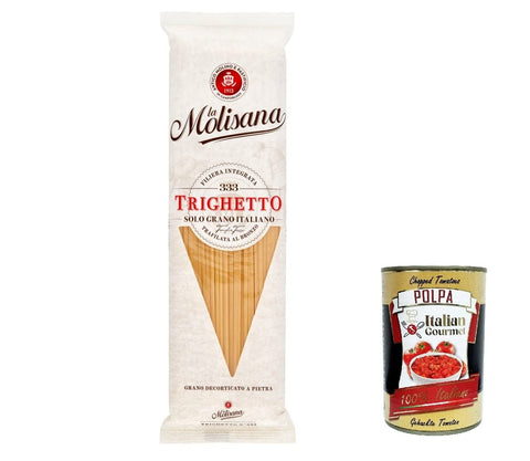 10x La Molisana Trighetto N. 333 Pasta Lenta Lavorazione Teigwaren aus Hartweizengrieß Bronze-Zeichnung 500g + Italian Gourmet Polpa 400g