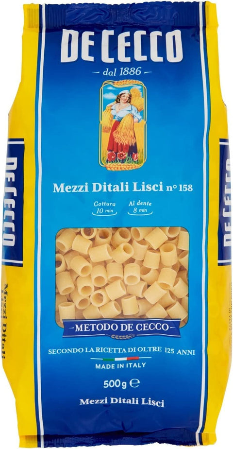 10x Pasta De Cecco 100% Italienisch Mezzi Ditali Lisci n° 158 Nudeln 500g kurze Pasta