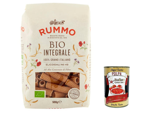 10x Rummo Pasta Integrale Farfalle N. 85, Vollkornnudeln Nudeln Vollkorn Italienische Pasta 500g + Italian Gourmet polpa 400g