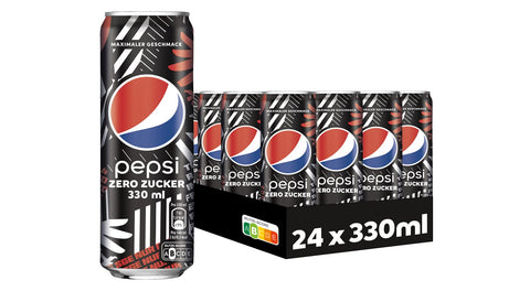 Pepsi Zero Zucker [Eintracht Frankfurt Edition] Das zuckerfreie Erfrischungsgetränk von Pepsi ohne Kalorien, Koffeinhaltige Cola in der Dose, EINWEG Dose (24 x 0,33 l)