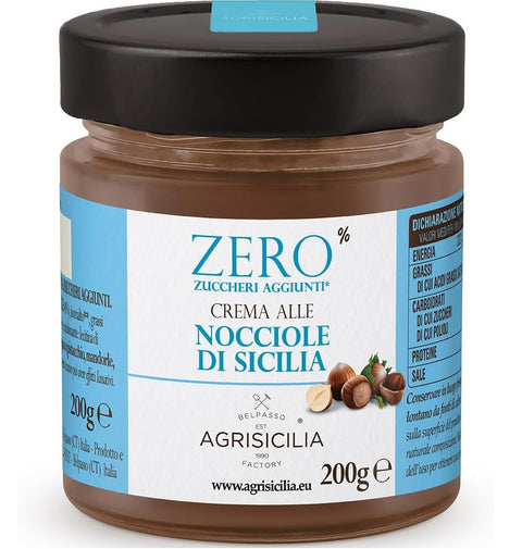 6x Agrisicilia Crema alle Nocciole di Sicilia Zero Zuccheri Aggiunti Sizilianische Haselnusscreme ohne Zuckerzusatz 200 g