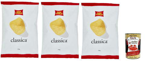 San Carlo Classica Chips Patatine Kartoffelchips gesalzen 3x 190g Kartoffel chips + Italian Gourmet polpa 400g