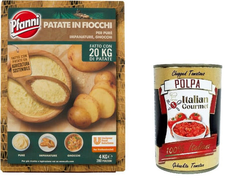 Pfanni Patate in Fiocchi Kartoffelflocken Für Pürees, Panaden und Gnocchi 4kg + Italian Gourmet polpa 400g