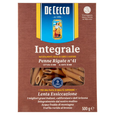 10x Pasta De Cecco Penne rigate integrale n. 41 Vollkor italienisch Nudeln 500 g + Italian Gourmet polpa 400g
