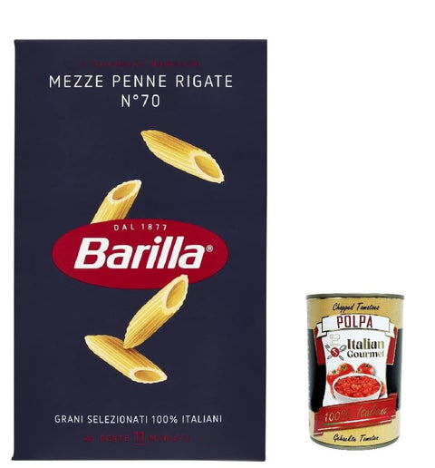 10x Pasta Mezze Penne Rigate nr. 70, 100% italienisch Nudeln 500 g pack + Italian Gourmet polpa 400g