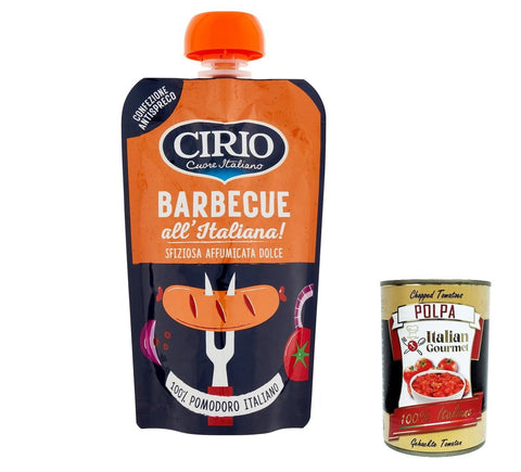 12x Cirio salsa barbecue all'italiana, gluten free, Italienische Barbeque -BBQ Sauce 120g + Italian Gourmet polpa 400g
