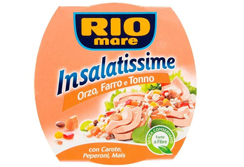 3x Rio Mare Insalatissime Orzo Farro e Tonno Gerste, Dinkel und Thunfisch 160g mit Karotten, Paprika und Mais Fertiggerichte