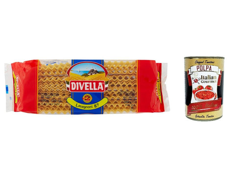 10x Divella Pasta 100% italienische Lasagnoni 87, nudeln 500g + Italian Gourmet polpa 400g