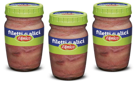 3x D'Amico Filetti di Alici Sardellenfilets in Sonnenblumenöl Sardellen 140g