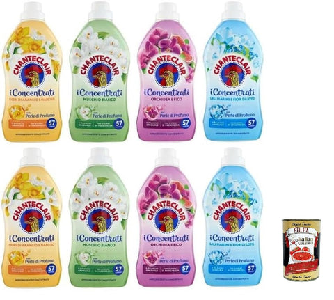 Testpaket Chanteclair I Konzentrat Weichspüler – 57 Waschgänge 4 Verschiedene Düfte, 8 x 1140ml + Italian Gourmet polpa 400g
