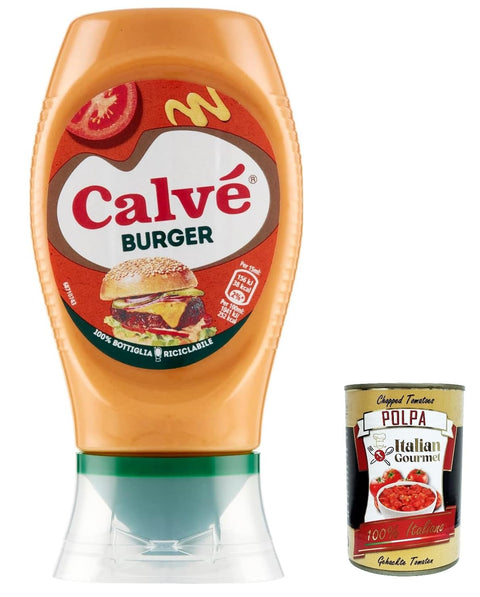 12x Calvé Salsa Burger Extragusto-Sauce mit Mayonnaise, Senf, Zwiebeln und Worcestershire-Sauce 250ml + Italian gourmet polpa 400g