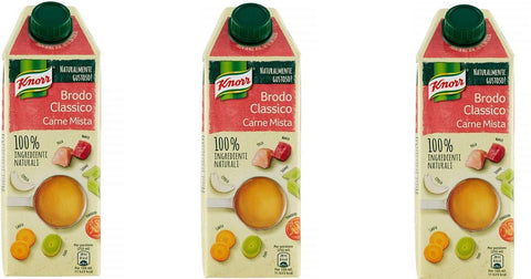 3x Knorr Brodo Carne Mista Brühe mit Fleisch 100% natürliche Zutaten Gluten-frei 750ml