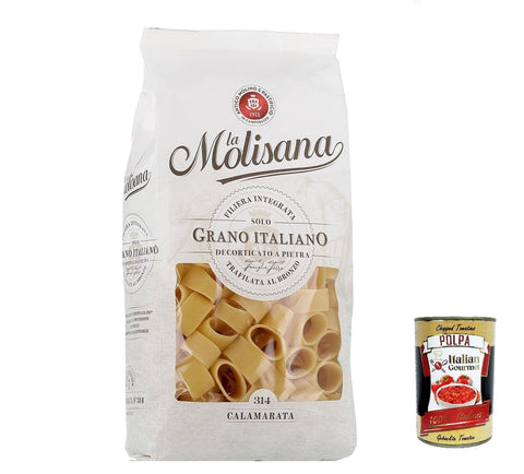 12x La Molisana Calaramata N. 314 Pasta Lenta Lavorazione Teigwaren aus Hartweizengrieß Bronze-Zeichnung 500g + Italian Gourmet Polpa 400g
