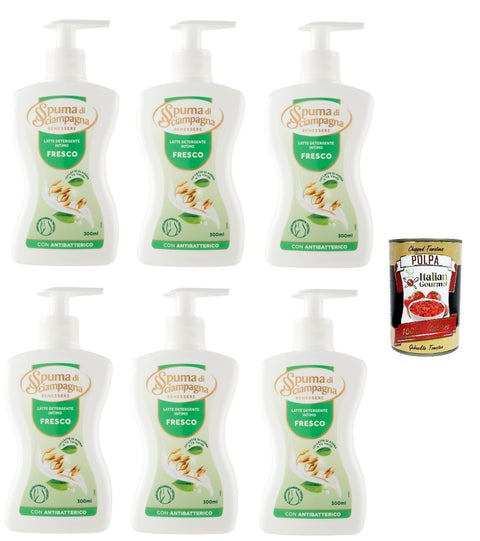 Spuma Di Sciampagna Latte detergente intimo fresco Frische Intimreinigungsmilch 6x300 ml + Italian Gourmet Polpa di Pomodoro 400g
