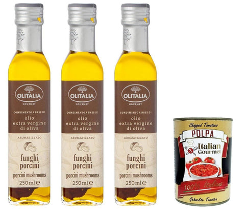 Olio extra vergine di oliva Olitalia ai Funghi porcini Olitalia extra natives Olivenöl mit Steinpilzen 3x250 ml+ Italian Gourmet polpa 400g