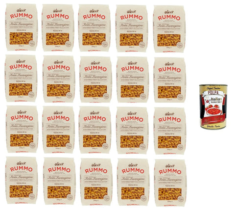 Rummo Riccioli n° 54 Pasta Lenta Lavorazione Teigwaren aus Hartweizengrieß Bronze-Zeichnung 20x 500g + Italian Gourmet polpa 400g