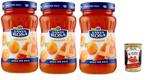 Santa Rosa, Confettura di Albicocche, Aprikosen marmelade, apricot jam, ideal für Desserts und Kuchen 3x 600g + Italian Gourmet polpa 400g